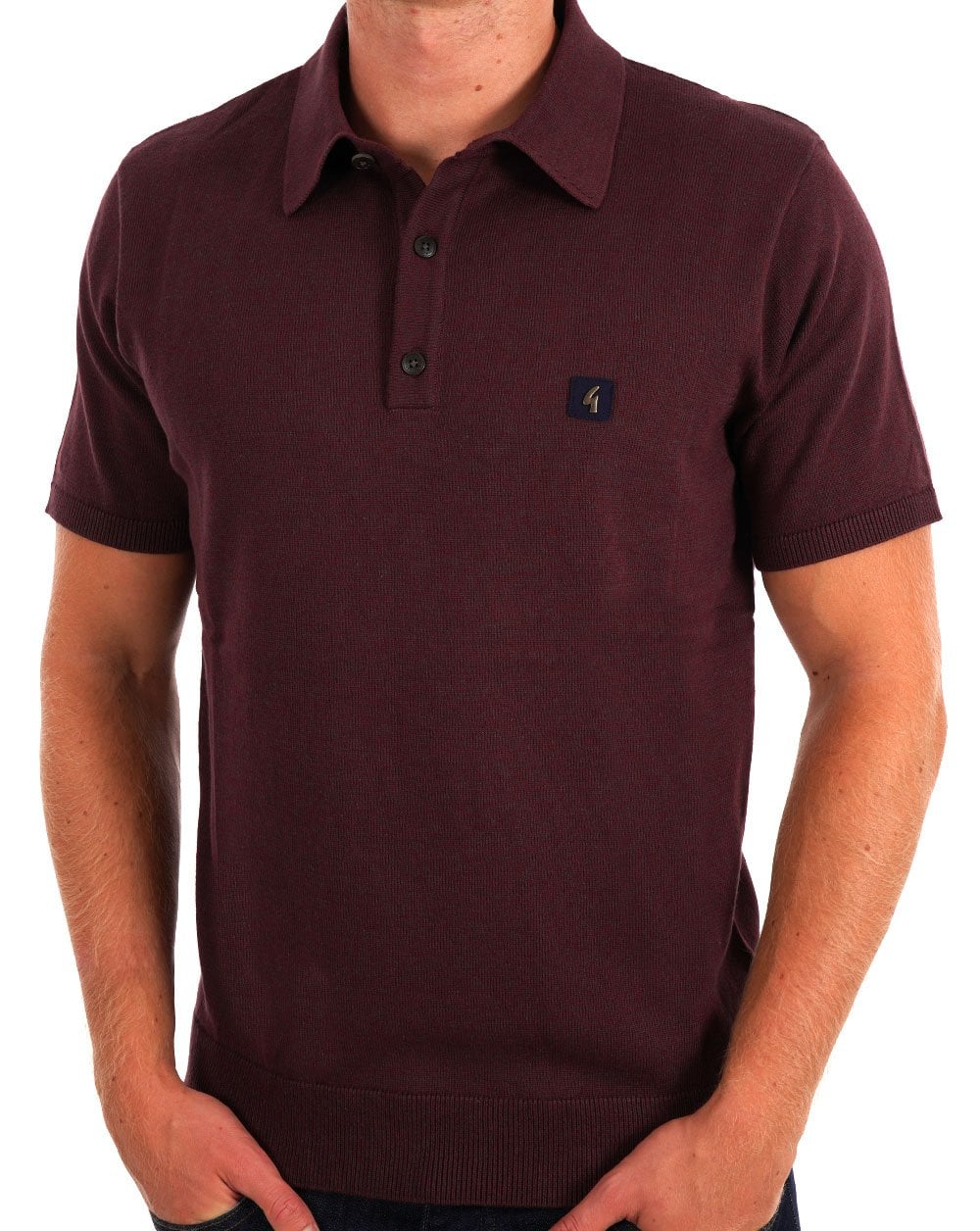 Gabicci Vintage Jackson Knit Polo Berry - Image 3
