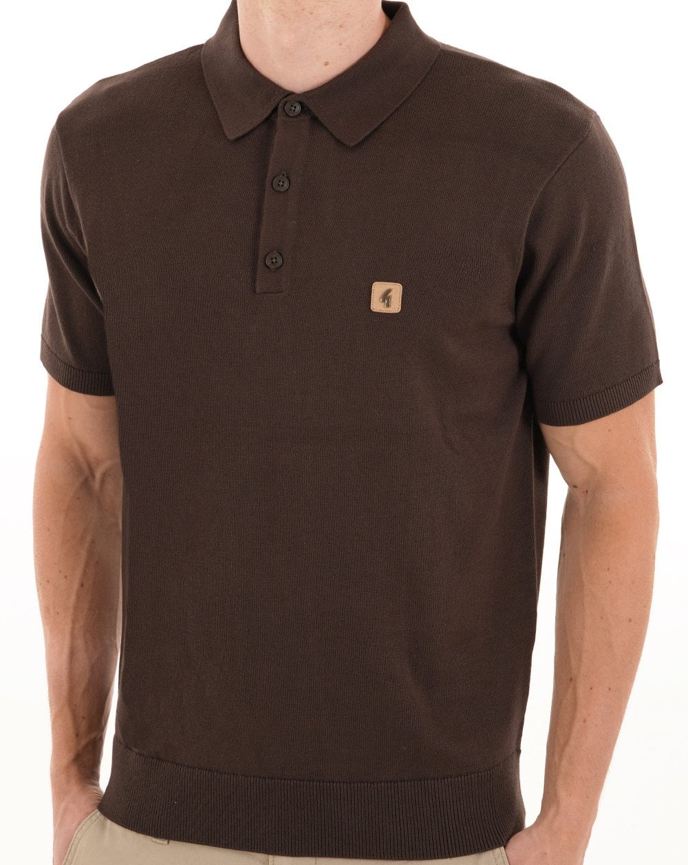 Gabicci Vintage Jackson Knit Polo DK Brown - Image 2