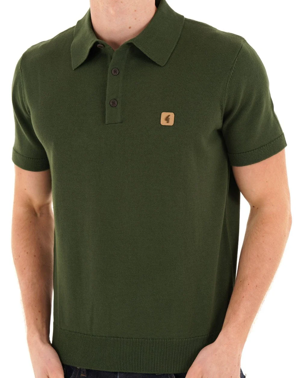 Gabicci Vintage Jackson Knit Polo Forest Green - Image 3