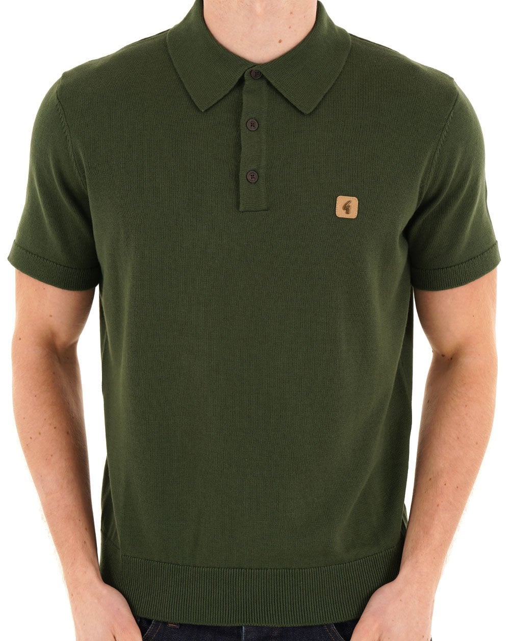Gabicci Vintage Jackson Knit Polo Forest Green - Image 4