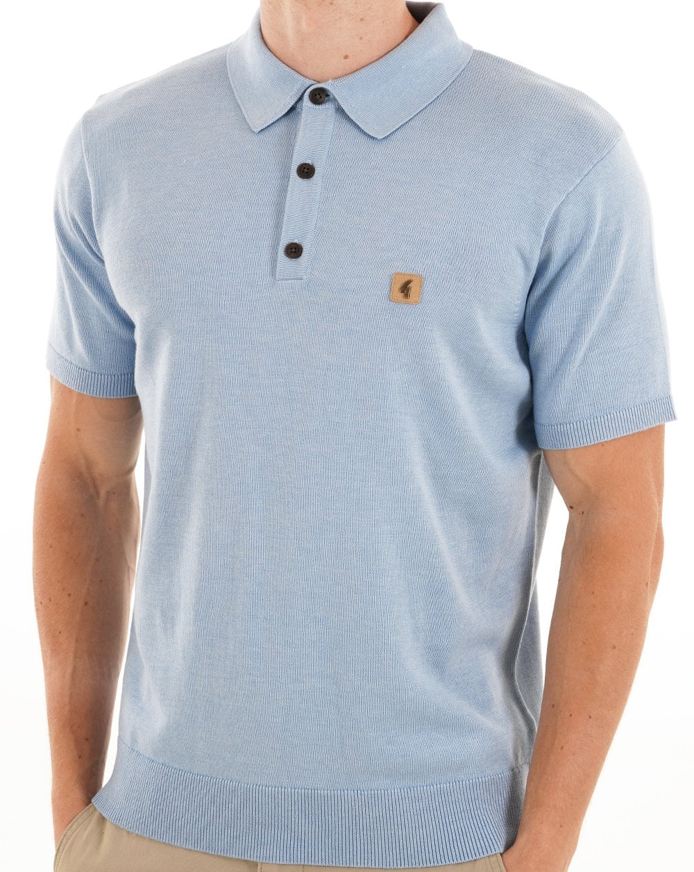 Gabicci Vintage Jackson Knit Polo Sky Ice - Image 3