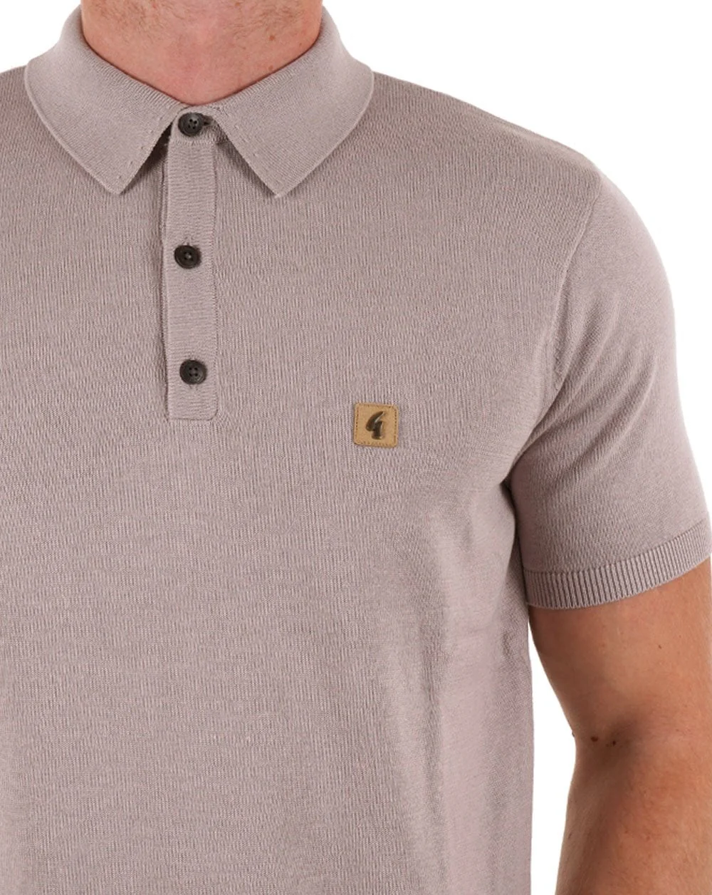 Gabicci Vintage Jackson Knit Polo Mushroom - Image 2