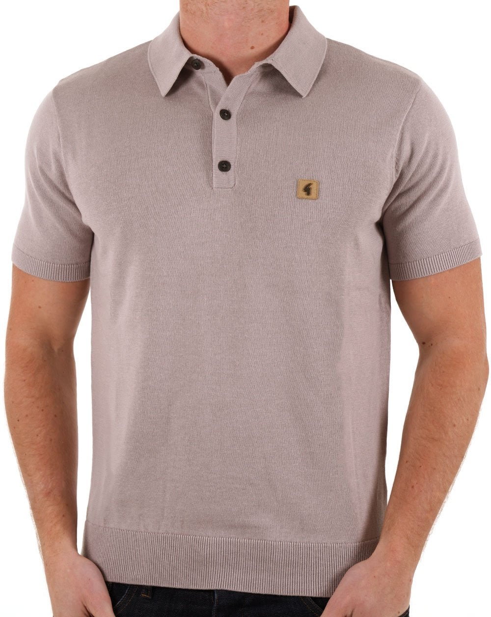 Gabicci Vintage Jackson Knit Polo Mushroom - Image 3