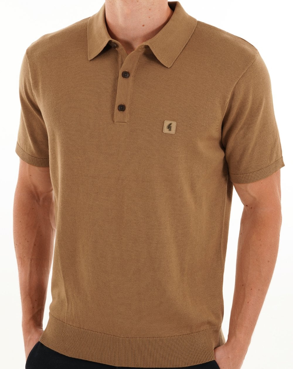 Gabicci Vintage Jackson Knit Polo Nutmeg - Image 3