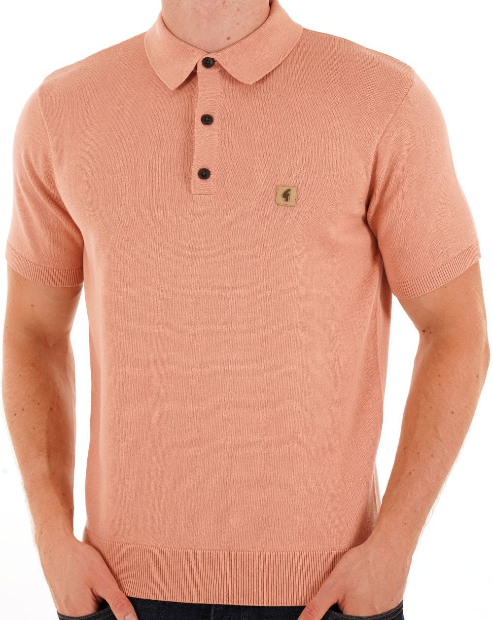 Gabicci Vintage Jackson Knit Polo Peach - Image 3