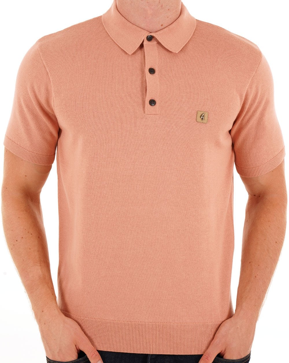 Gabicci Vintage Jackson Knit Polo Peach - Image 4