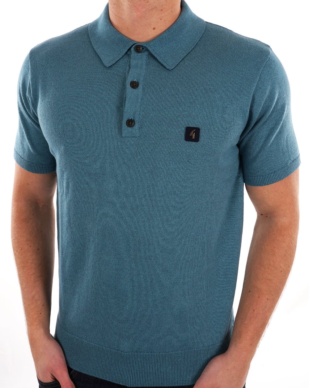 Gabicci Vintage Jackson Knit Polo Teal - Image 3