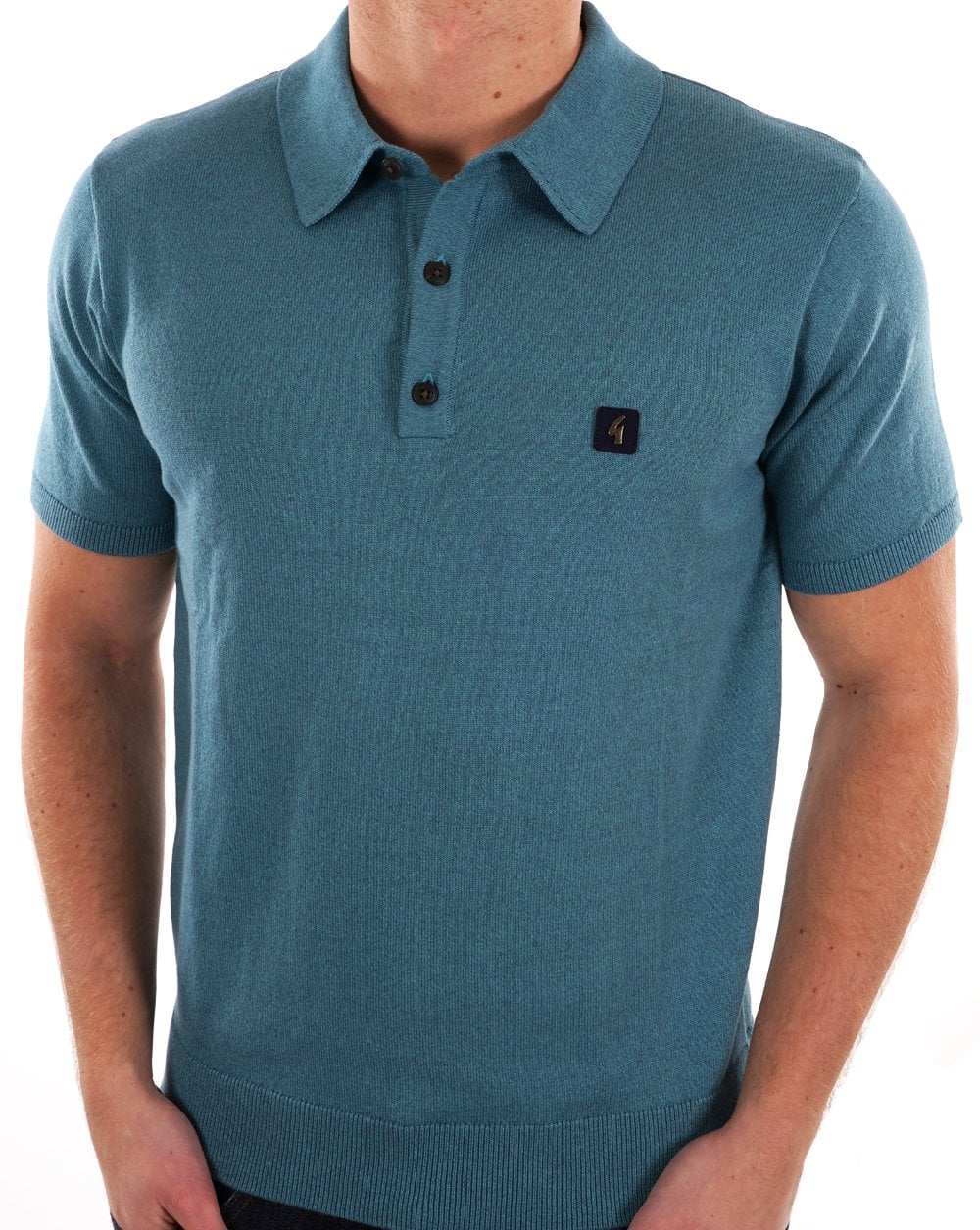 Gabicci Vintage Jackson Knit Polo Teal - Image 4
