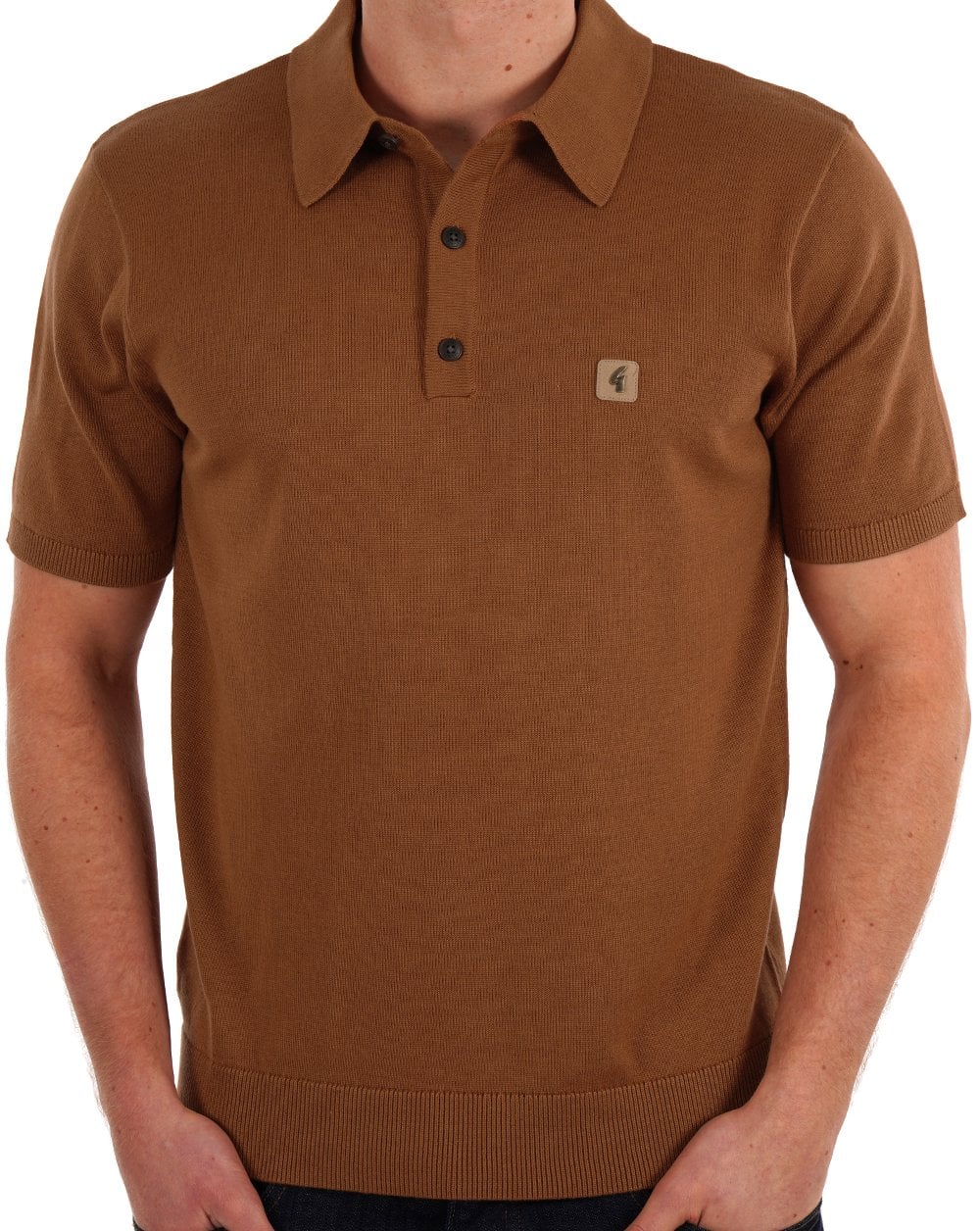 Gabicci Vintage Jackson Knit Polo Walnut - Image 3