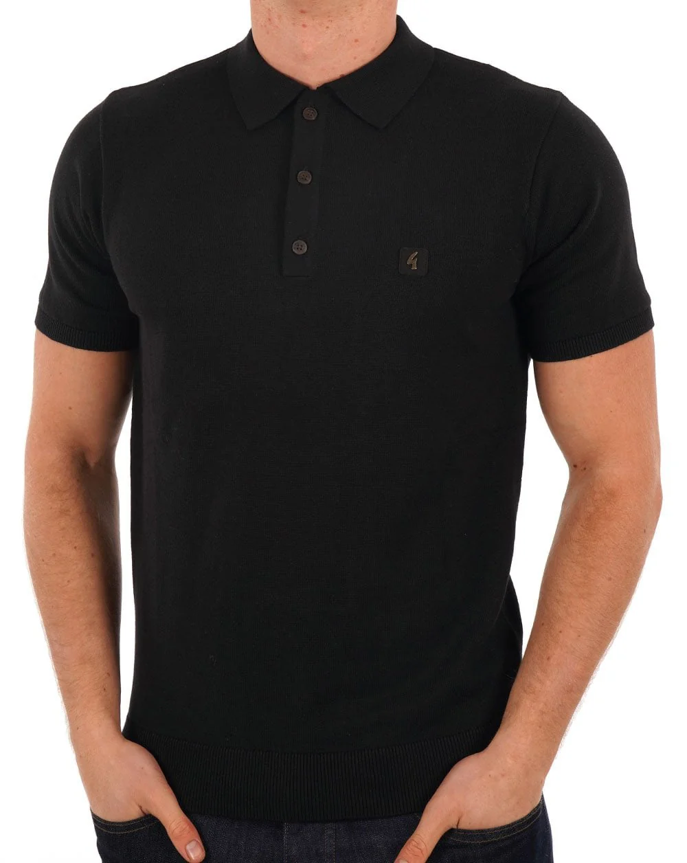 Gabicci Vintage Jackson Knitted Polo Black - Image 3