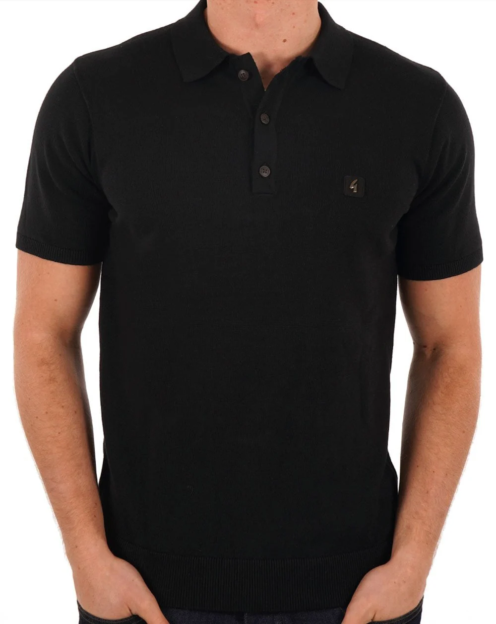 Gabicci Vintage Jackson Knitted Polo Black - Image 4