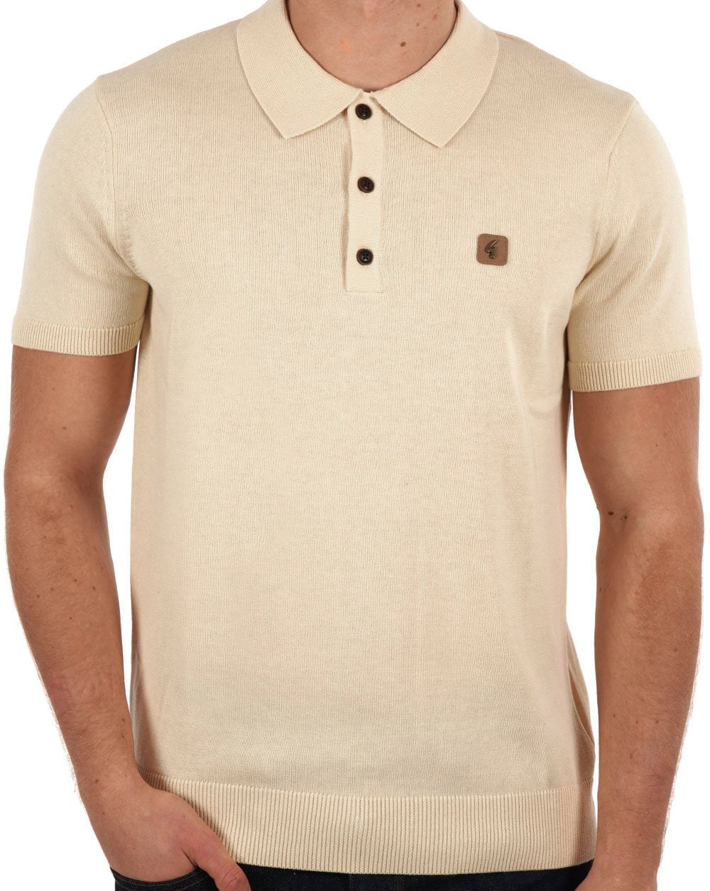 Gabicci Vintage Jackson Knitted Polo Cream - Image 3