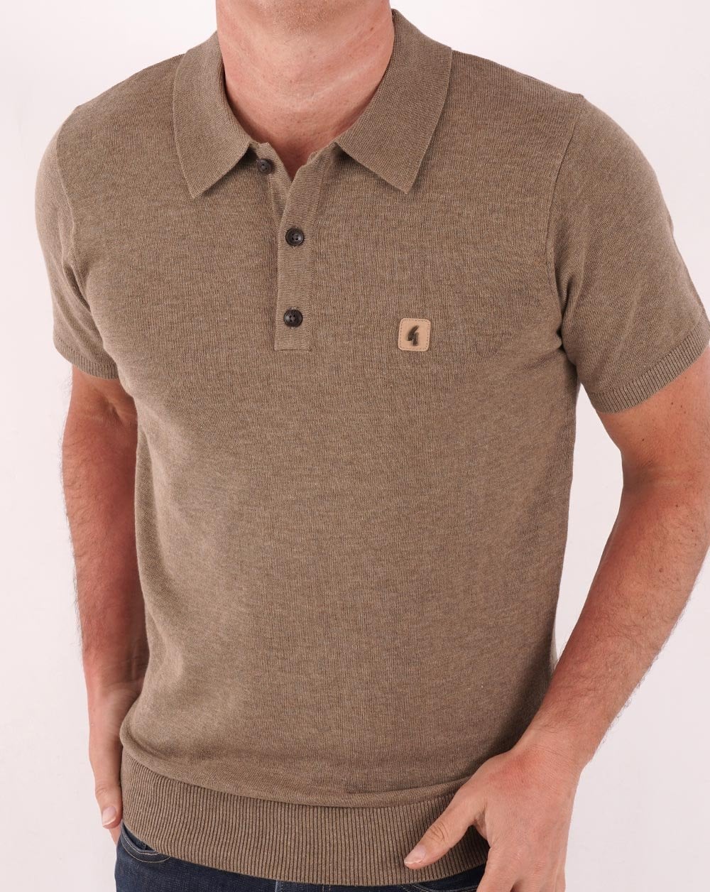 Gabicci Vintage Jackson Knitted Polo Elmwood - Image 3