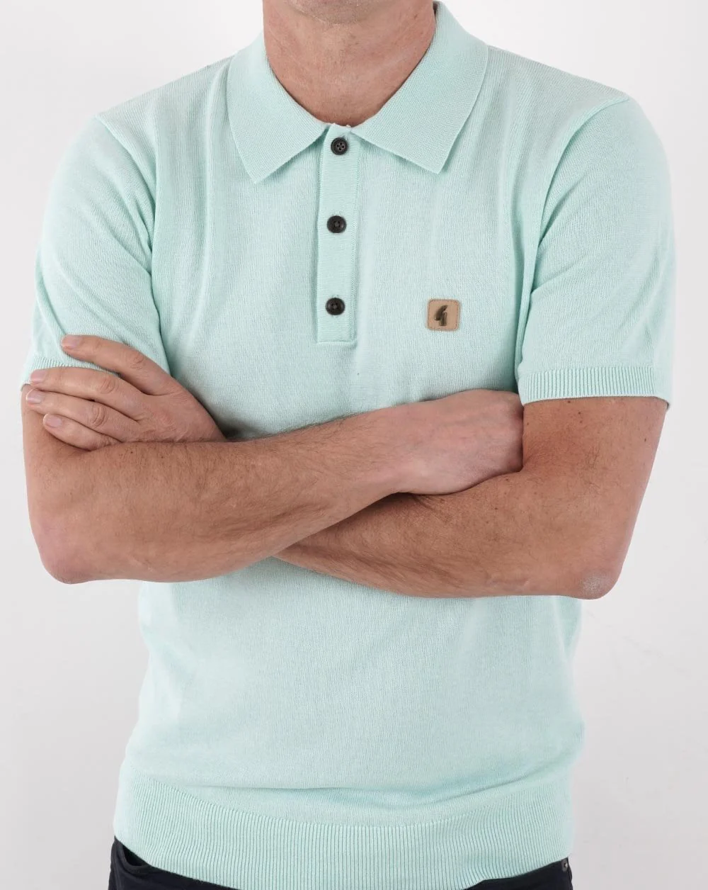 Gabicci Vintage Jackson Knitted Polo Fresh Mint - Image 3
