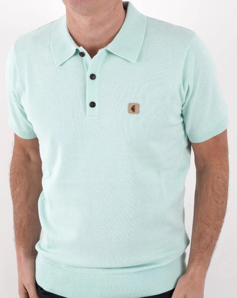 Gabicci Vintage Jackson Knitted Polo Fresh Mint - Image 4