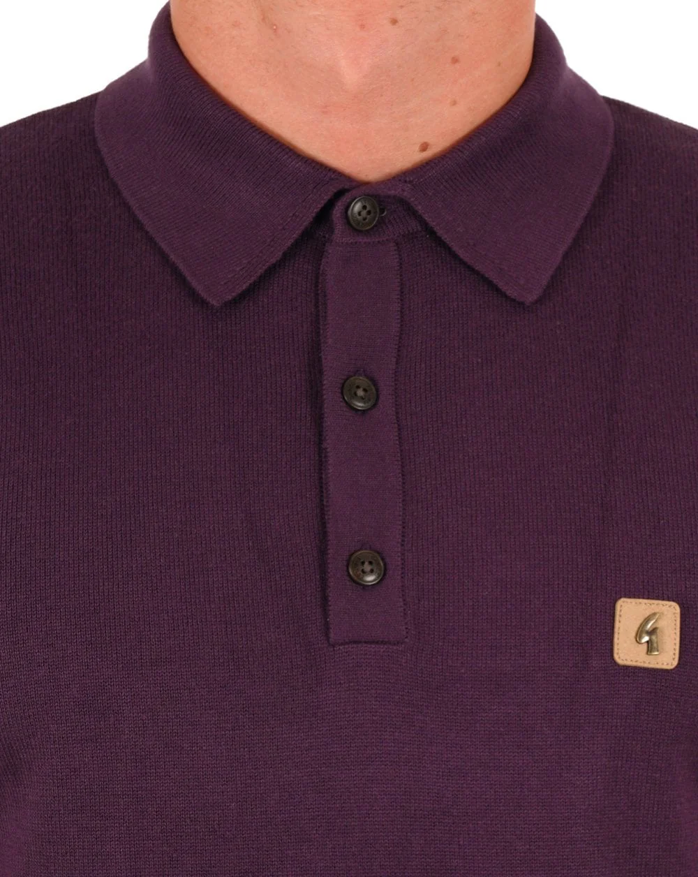 Gabicci Vintage Jackson Knitted Polo Grape - Image 2