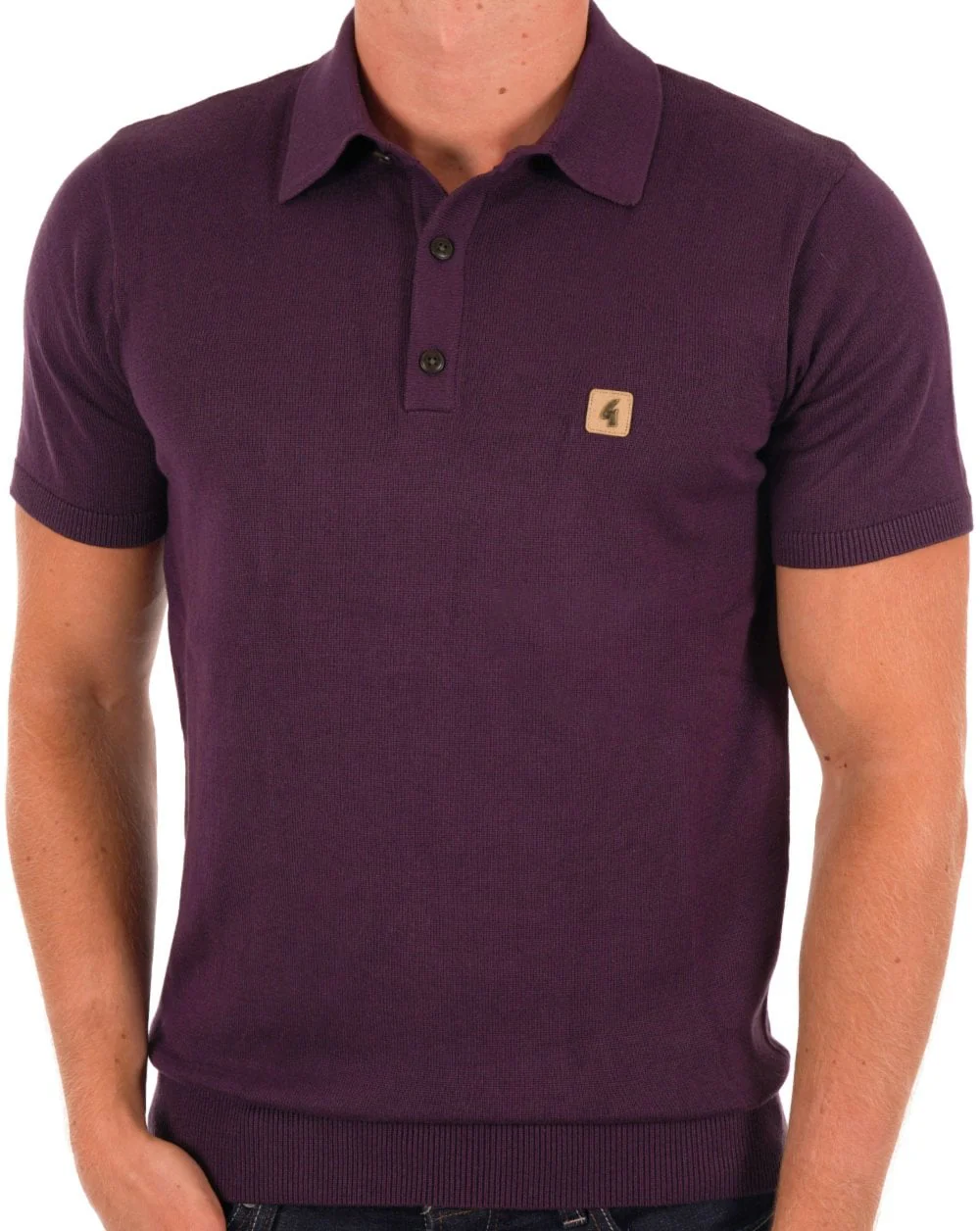 Gabicci Vintage Jackson Knitted Polo Grape - Image 3