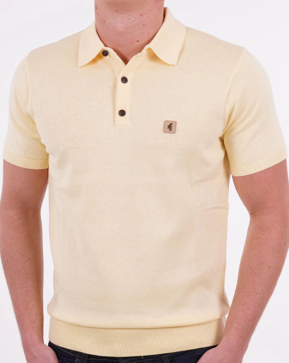 Gabicci Vintage Jackson Knitted Polo Lemon