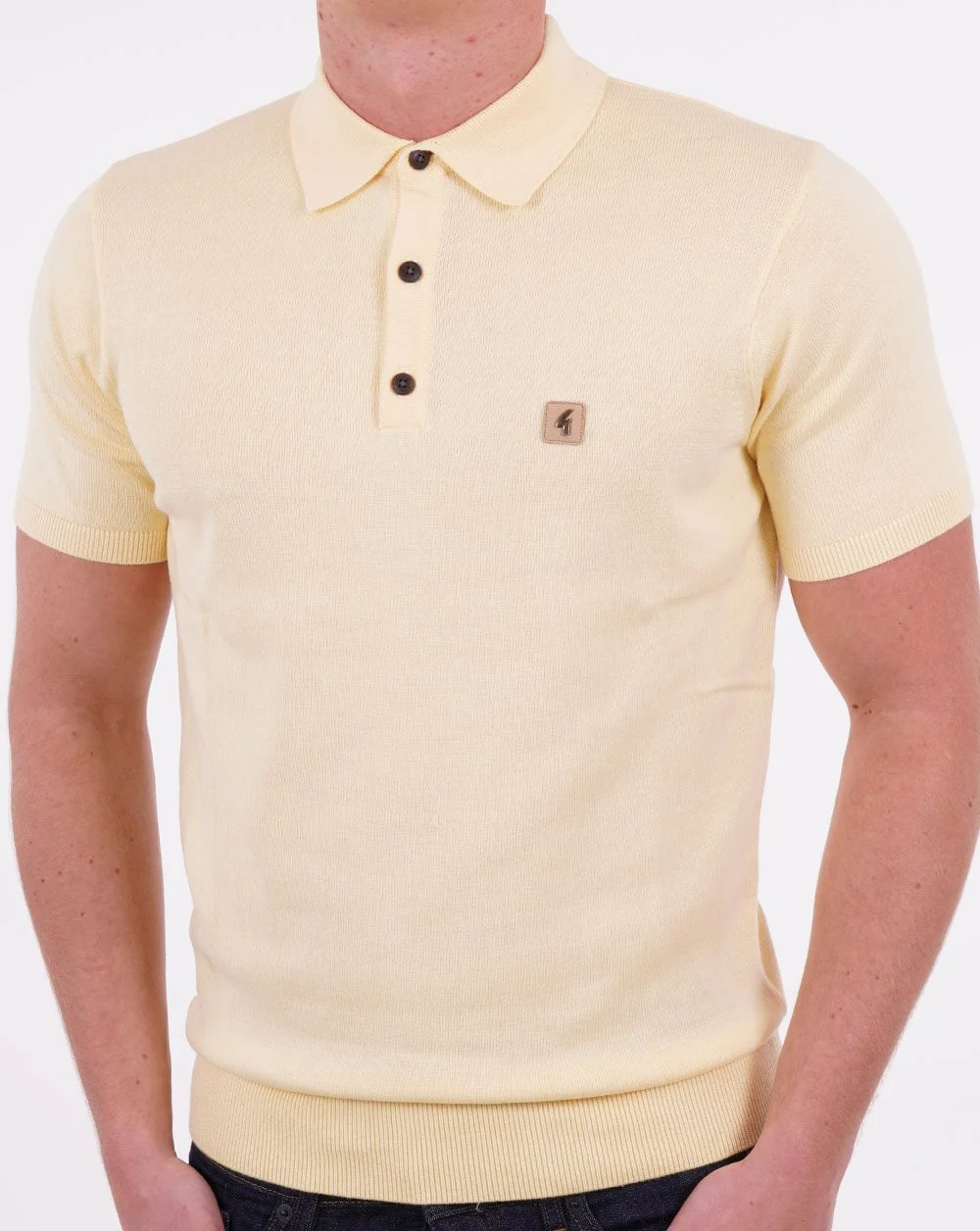 Gabicci Vintage Jackson Knitted Polo Lemon - Image 2