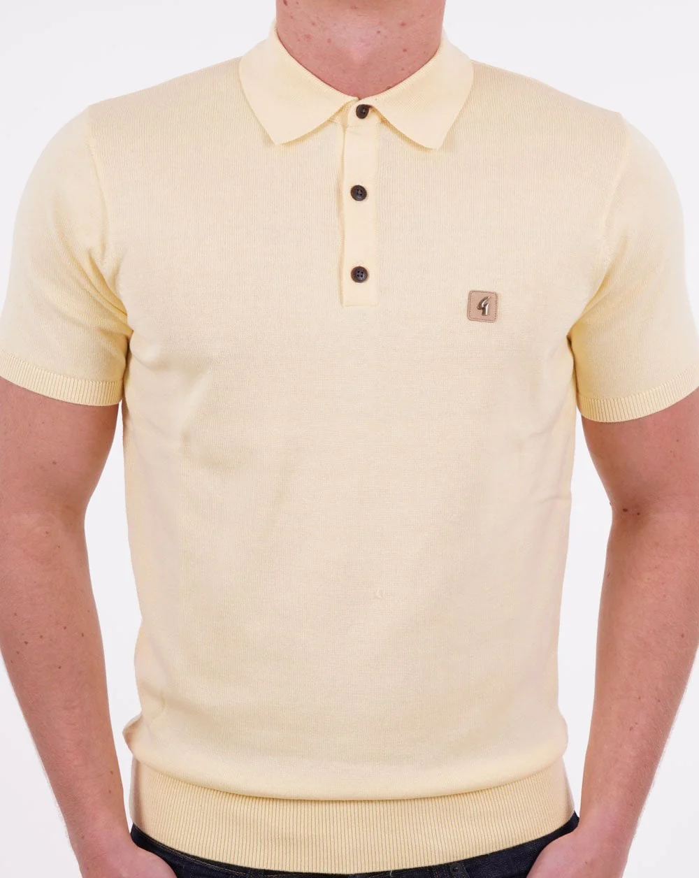 Gabicci Vintage Jackson Knitted Polo Lemon - Image 4