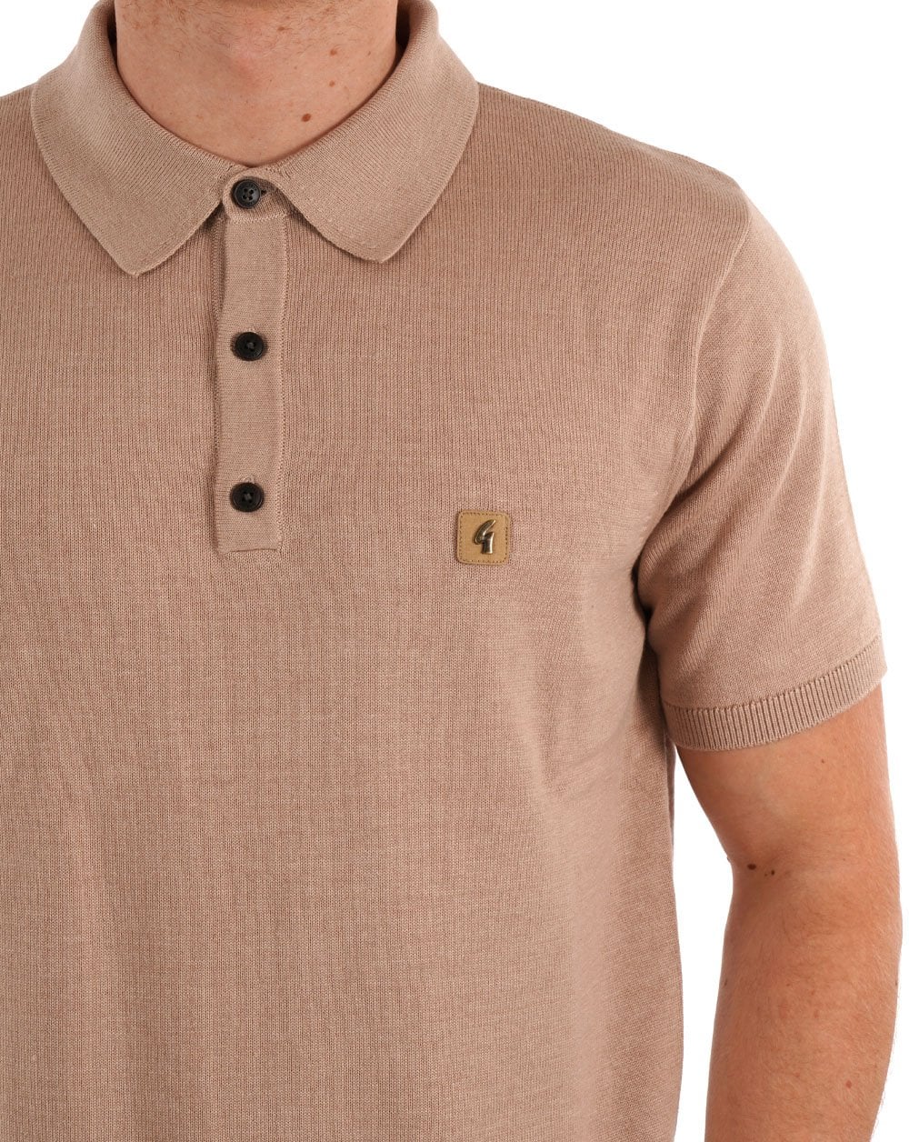 Gabicci Vintage Jackson Knitted Polo Light Sand - Image 2