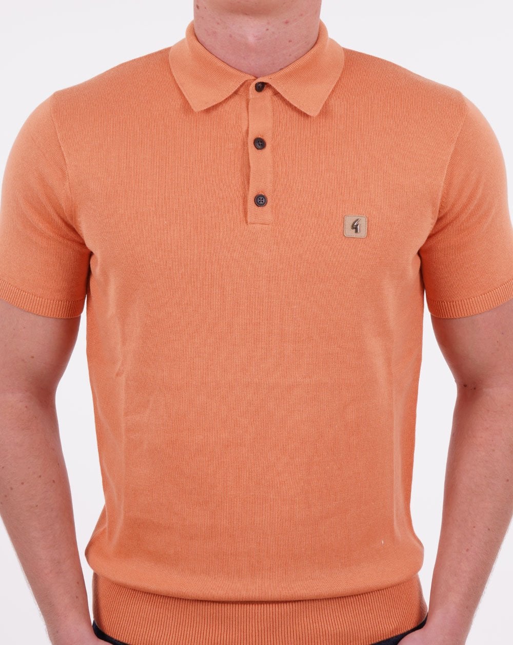 Gabicci Vintage Jackson Knitted Polo Orange - Image 3