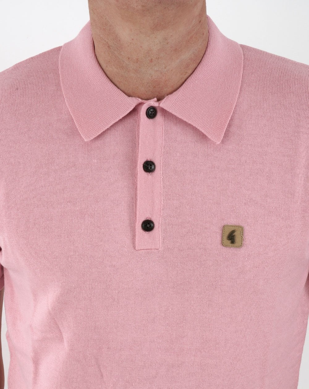 Gabicci Vintage Jackson Knitted Polo Pink - Image 2