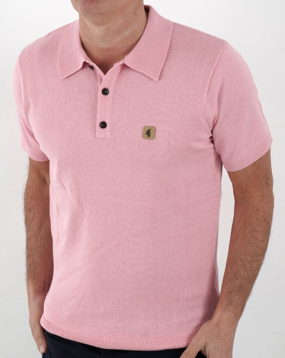 Gabicci Vintage Jackson Knitted Polo Pink - Image 4