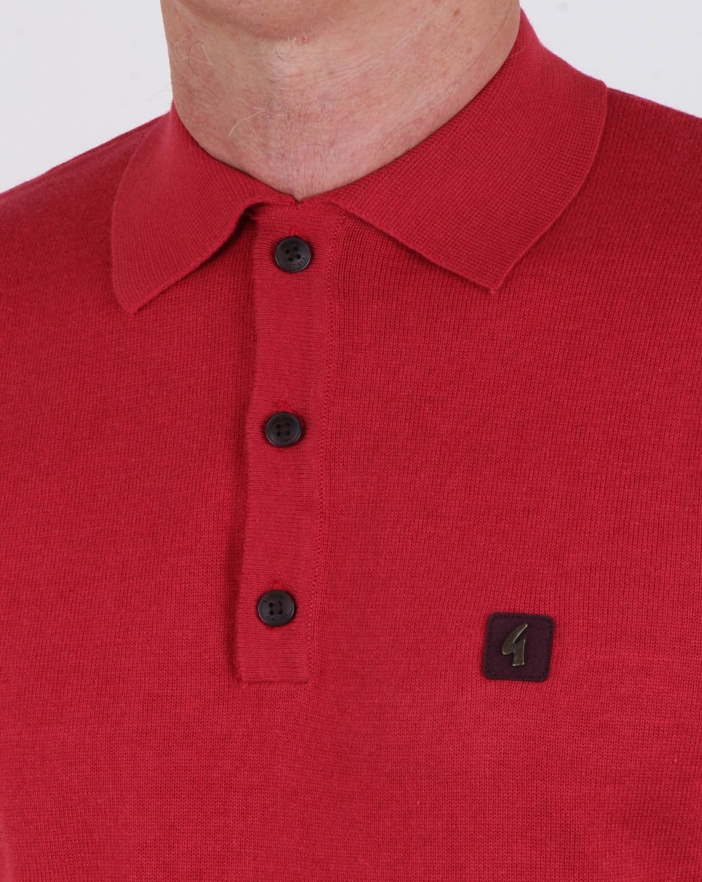 Gabicci Vintage Jackson Knitted Polo Red - Image 2