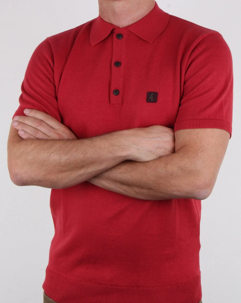 Gabicci Vintage Jackson Knitted Polo Red - Image 3