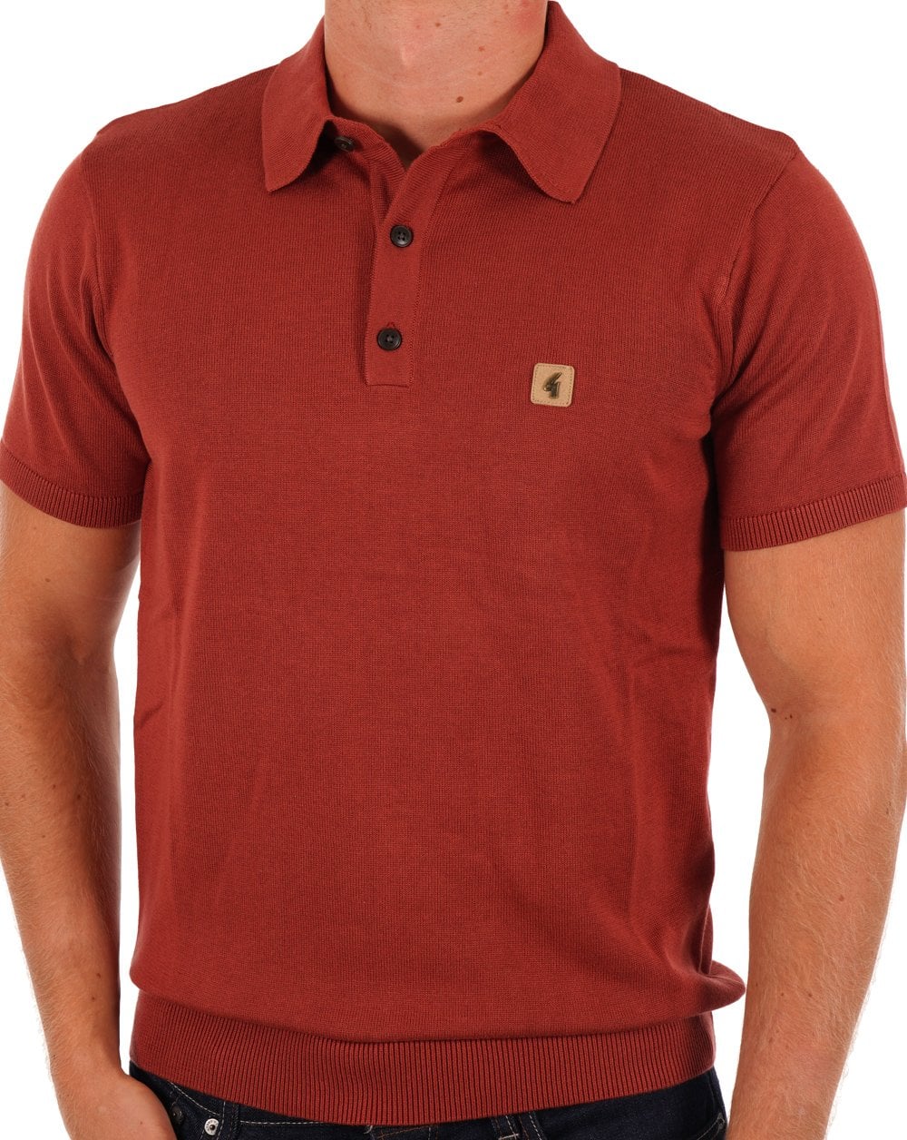 Gabicci Vintage Jackson Knitted Polo Rust - Image 4