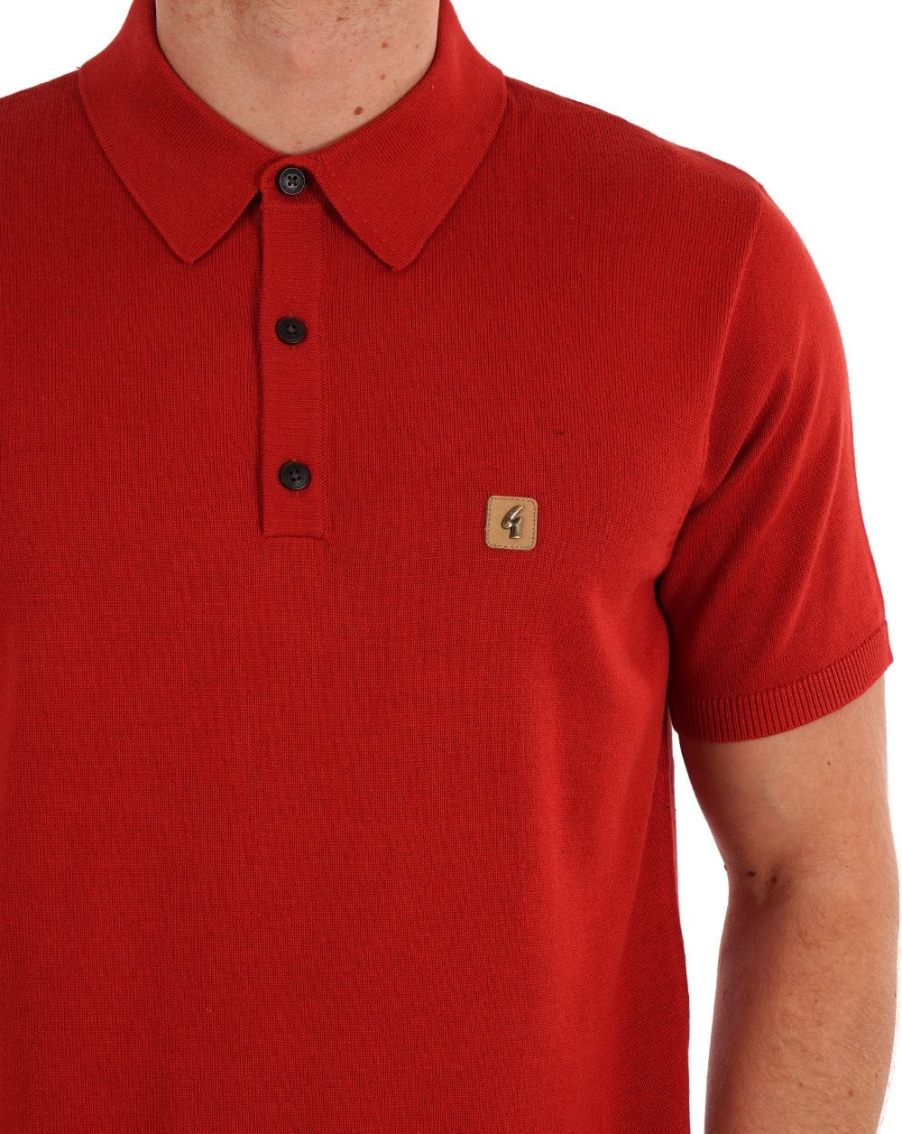 Gabicci Vintage Jackson Knitted Polo Salsa Red - Image 2