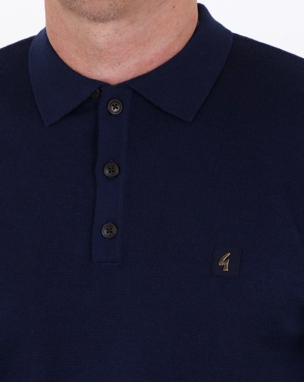 Gabicci Vintage Jackson Knitted Polo Shirt Mid Blue - Image 2