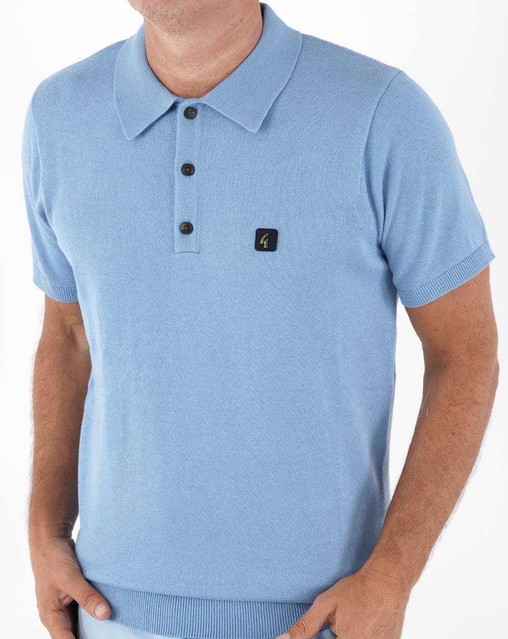 Gabicci Vintage Jackson Knitted Polo Sky - Image 2