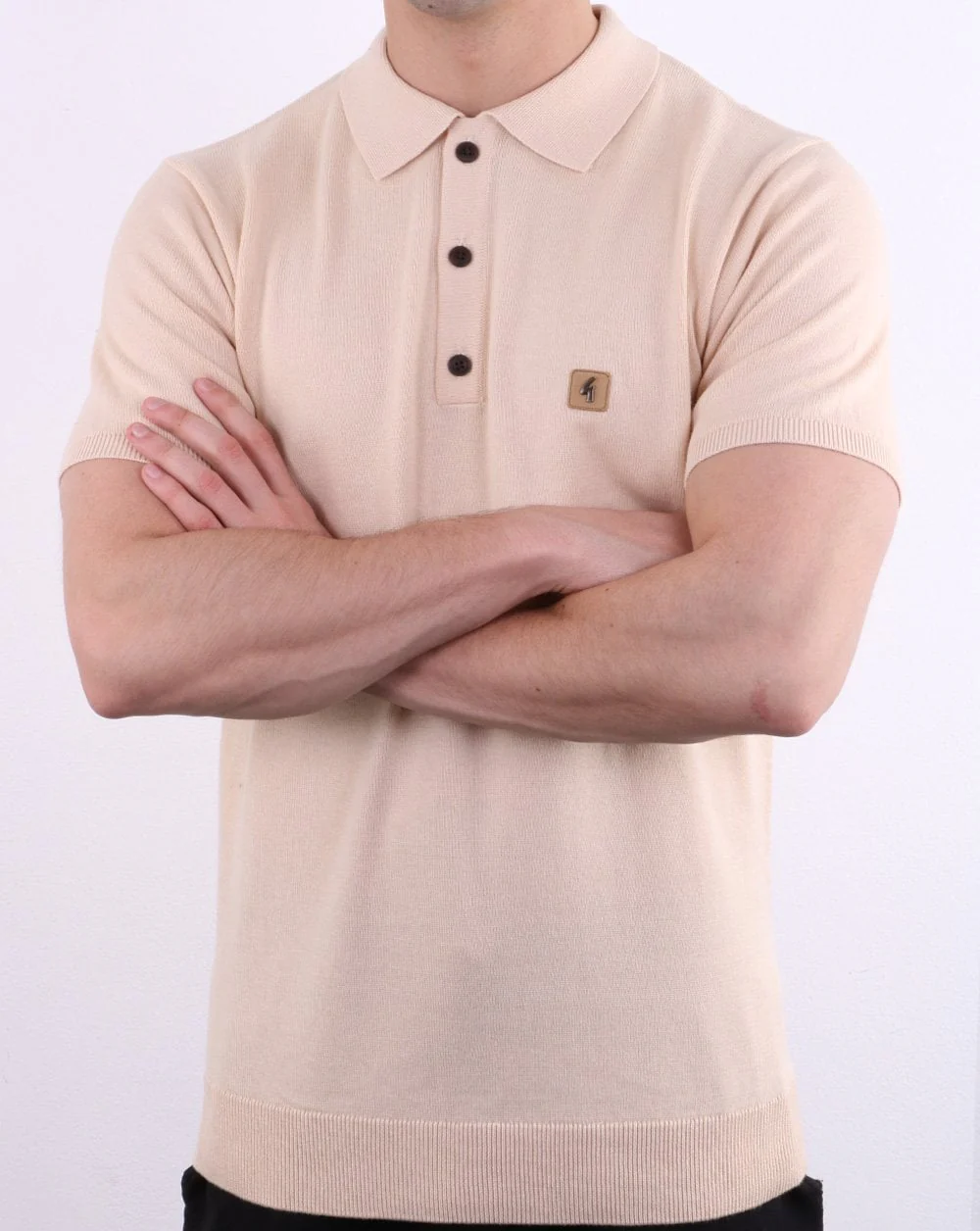 Gabicci Vintage Jackson Polo Shirt Oat - Image 3