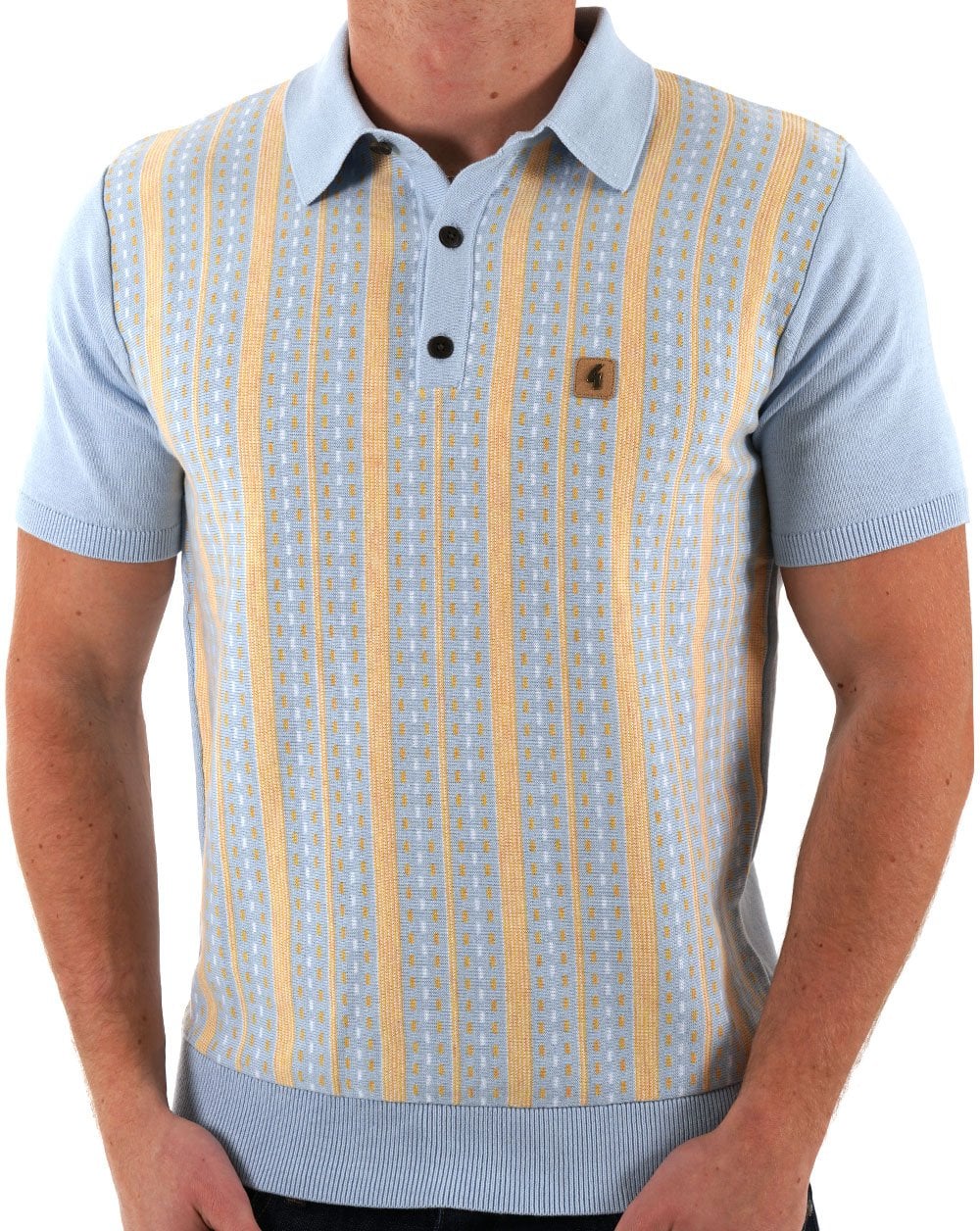 Gabicci Vintage Johnny Knitted Polo Azure - Image 3