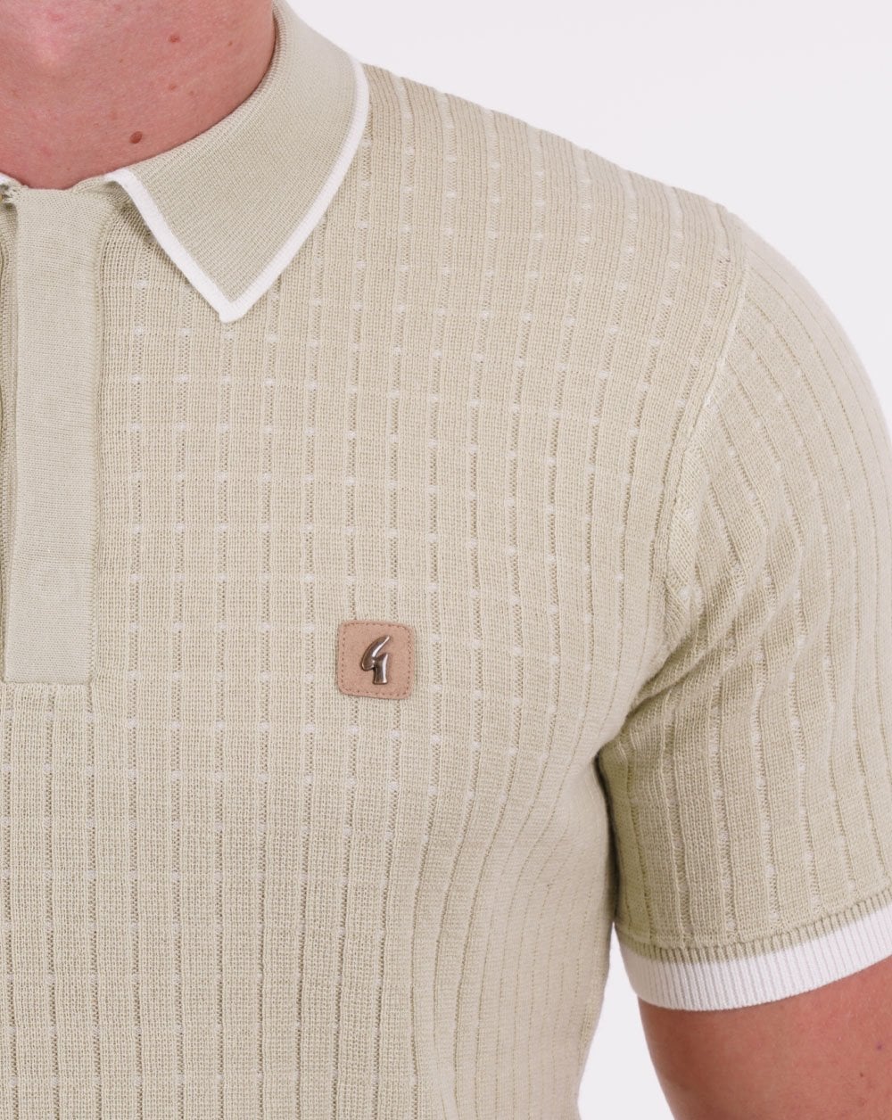 Gabicci Vintage Jura Knit Polo Pistachio - Image 2