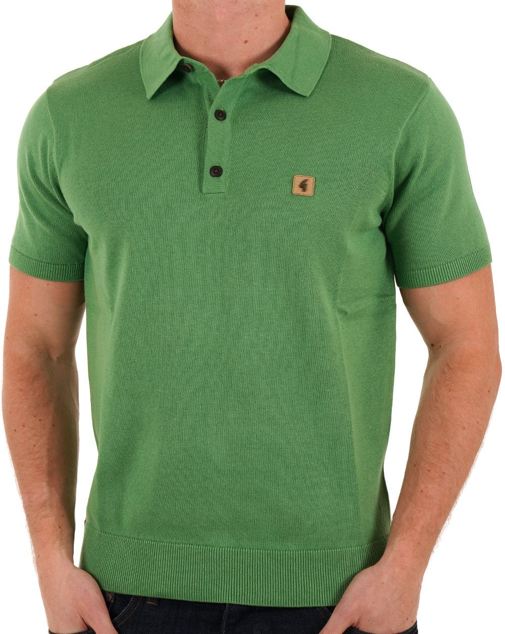 Gabicci Vintage Knit Polo Fresh Green - Image 3