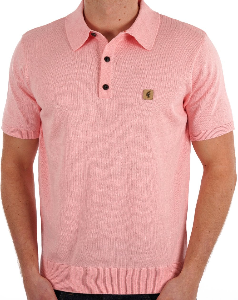 Gabicci Vintage Knitted Polo Pink - Image 3