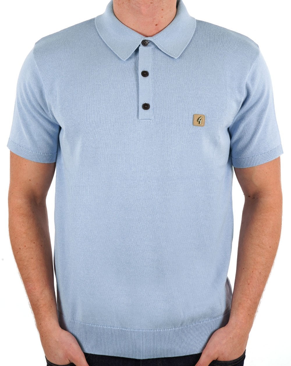 Gabicci Vintage Knitted Polo Sky - Image 2