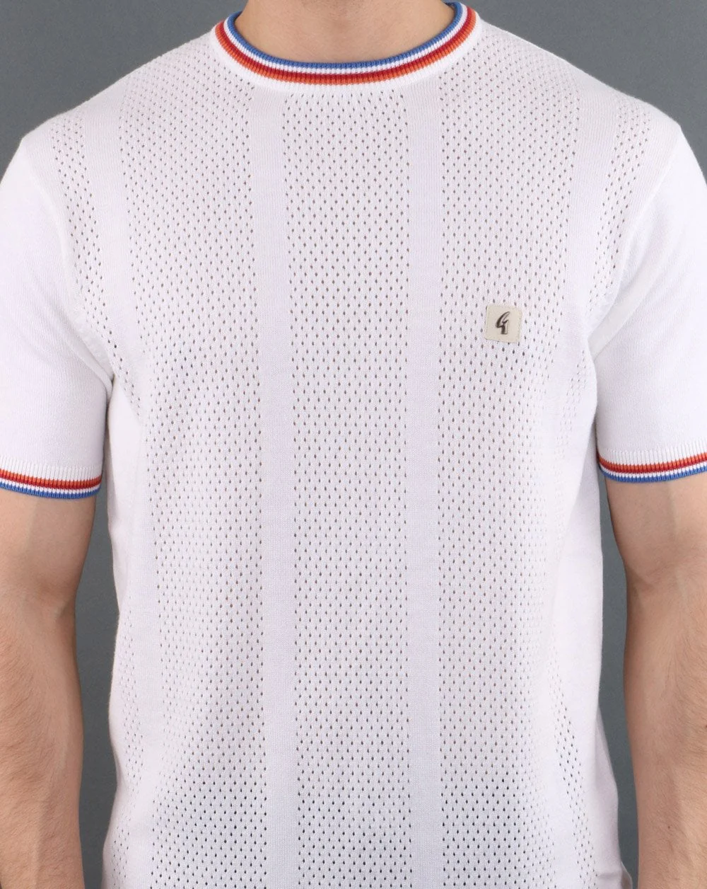 Gabicci Vintage knitted retro T-Shirt White - Image 2