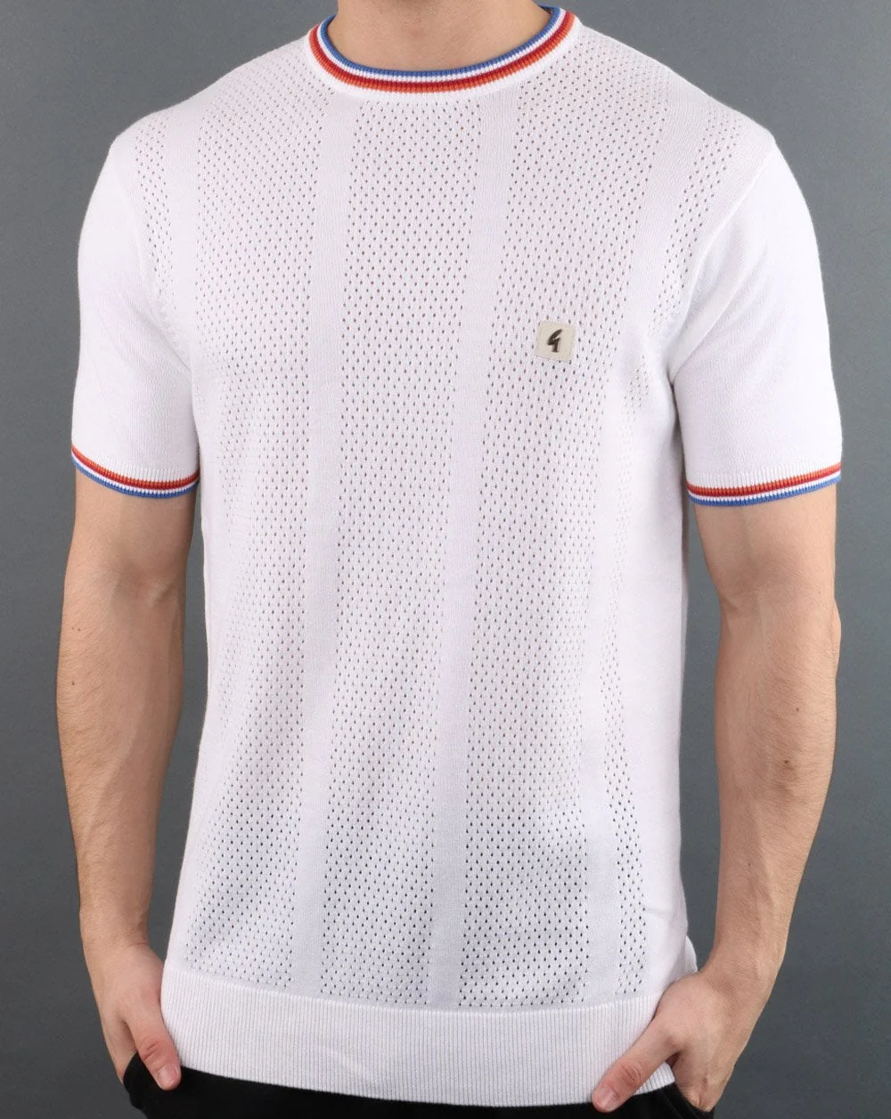 Gabicci Vintage knitted retro T-Shirt White - Image 3
