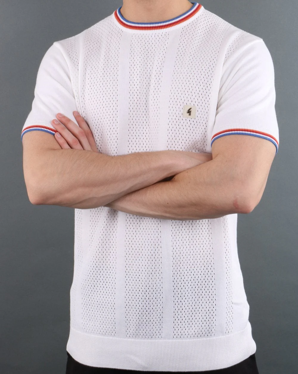 Gabicci Vintage knitted retro T-Shirt White - Image 4