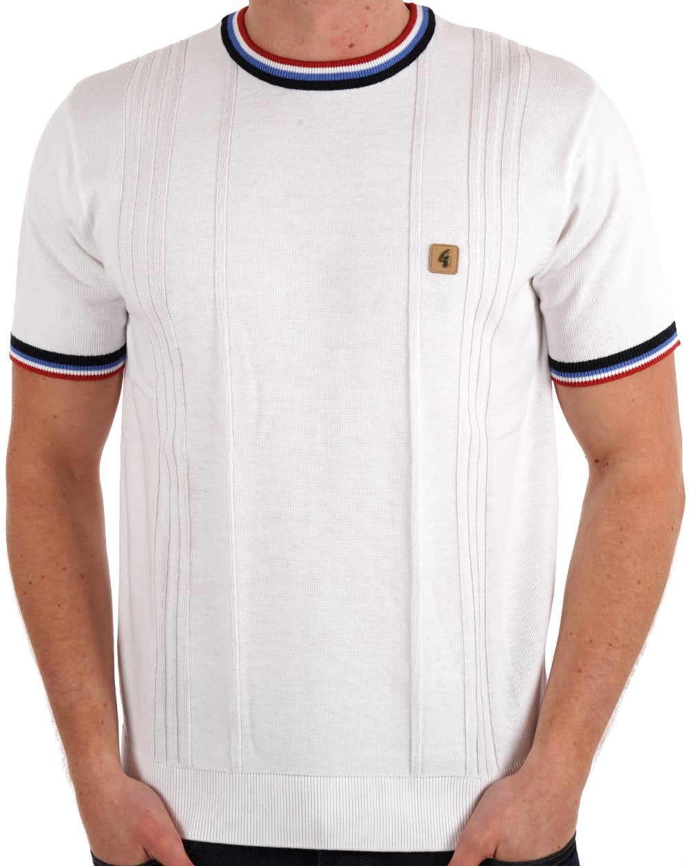 Gabicci Vintage Knitted Textured T-shirt White