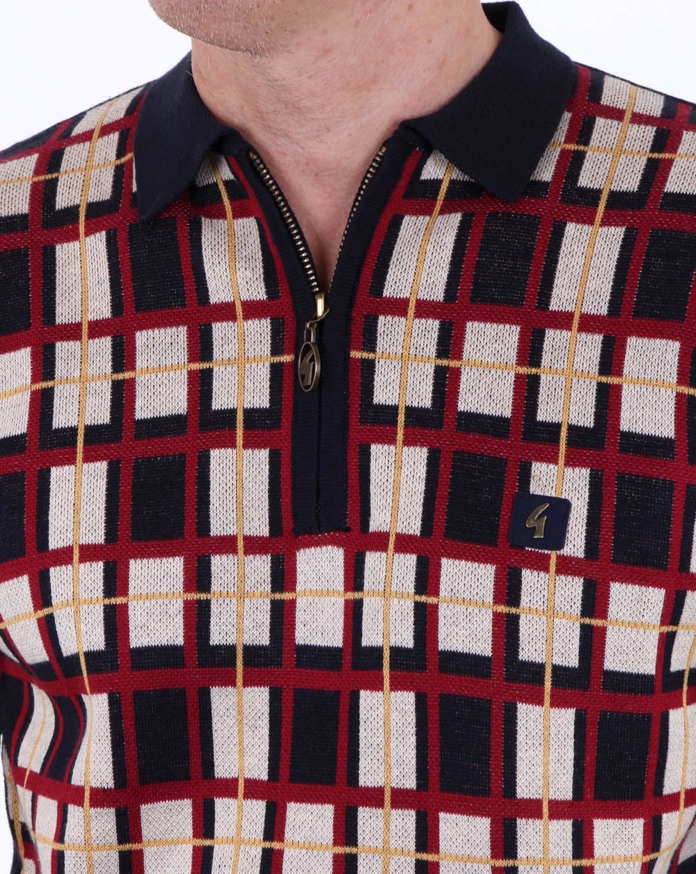 Gabicci Vintage Krypton Knitted Polo Shirt Navy - Image 2