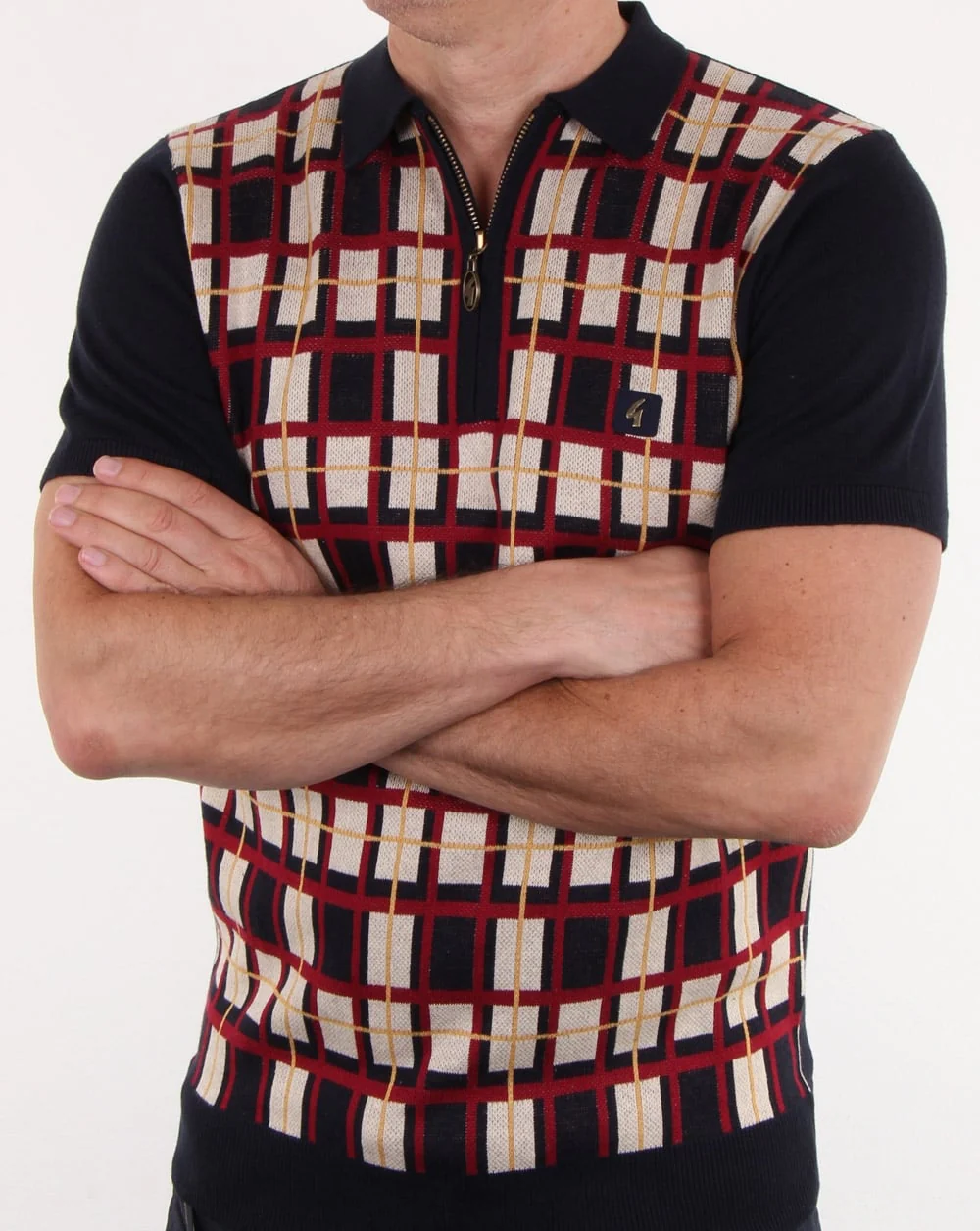 Gabicci Vintage Krypton Knitted Polo Shirt Navy - Image 3