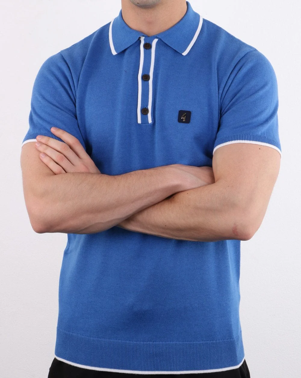 Gabicci Vintage Linekar Polo Shirt Blue - Image 2