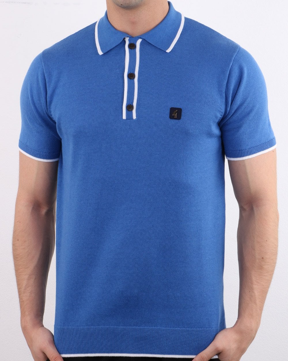 Gabicci Vintage Linekar Polo Shirt Blue - Image 3