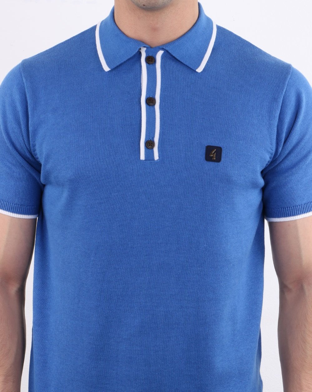 Gabicci Vintage Linekar Polo Shirt Blue - Image 4