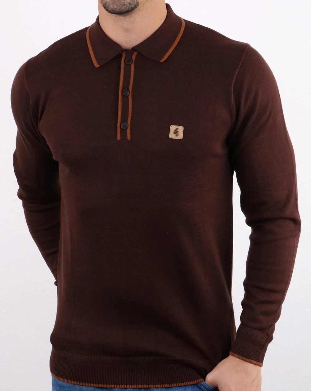 Gabicci Vintage Linekar Polo Shirt Cocoa - Image 2